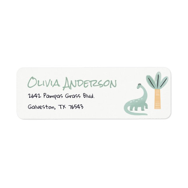 Little Dino In The Way Dinosaur Baby Shower  Label (Front)