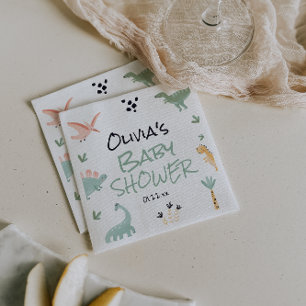 little Dino In The Way Dinosaur Baby Shower Napkins