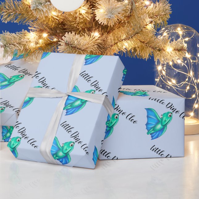 Little Dino on The Way Baby Shower Wrapping Paper (Holidays)