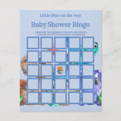 Little Dino on The Way  Greener Baby Shower Bingo  Flyer