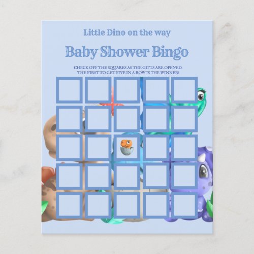 Little Dino on The Way  Greener Baby Shower Bingo  Flyer