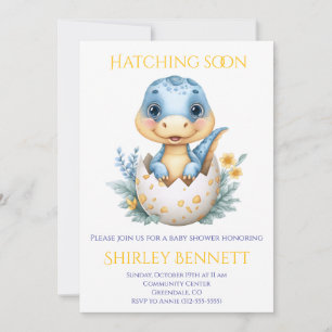 Little Dino on the Way: Hatching Dinosaur Baby Invitation
