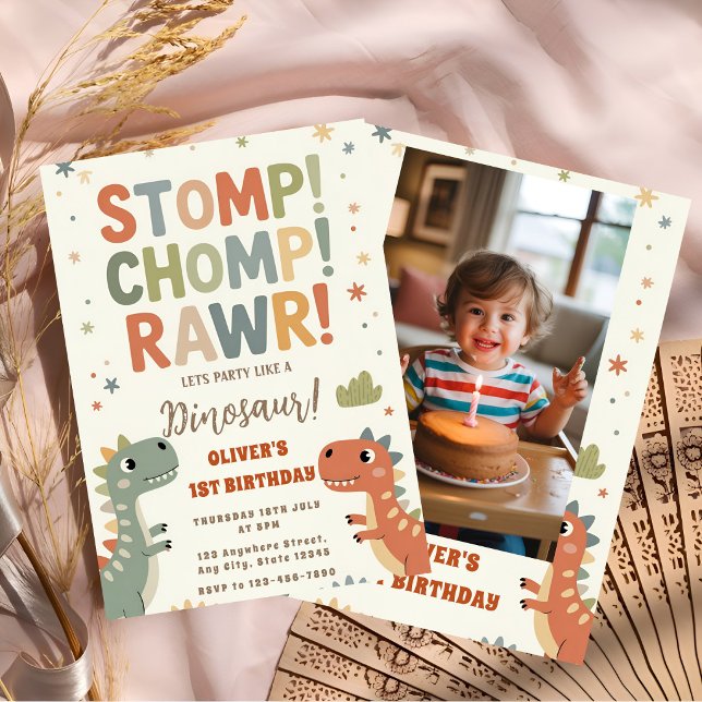 Little Dino ROAR First Birthday Party Invitation (Creator Uploaded)