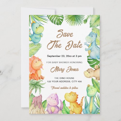 Little Dinosaur Baby Shower Save The Date Invitation