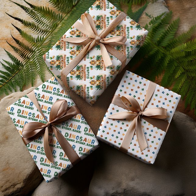 Little Dinosaur Chomp Stomp Rawr Birthday Party Wrapping Paper Sheets (Little Dinosaur Chomp Stomp Rawr Birthday Party Wrapping Paper Sheets)