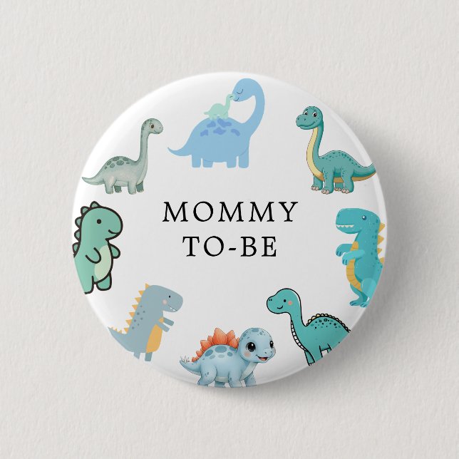 Little Dinosaur Cute Baby Shower Button (Front)