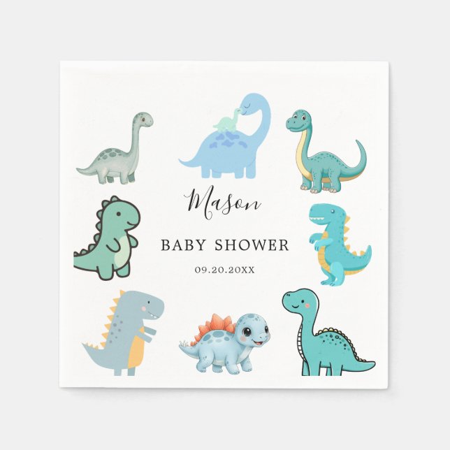 Little Dinosaur Cute Baby Shower Napkins (Front)