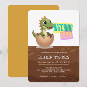 Little Dinosaur Hatching Soon Invitation