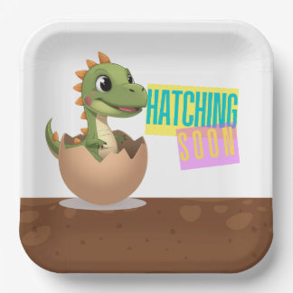 Little Dinosaur Hatching Soon Paper Plates