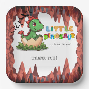 Little Dinosaur Is on the Way Paper Plates