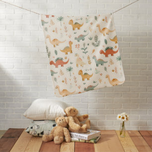 Little Dinosaurs Beige Neutral Tones Baby Blanket