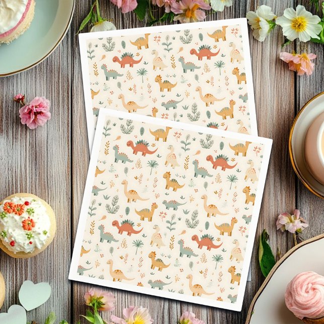 Little Dinosaurs Beige Neutral Tones Napkins (Creator Uploaded)