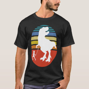 Little Dirl walking her Tyrannosaurus Rex T-Shirt