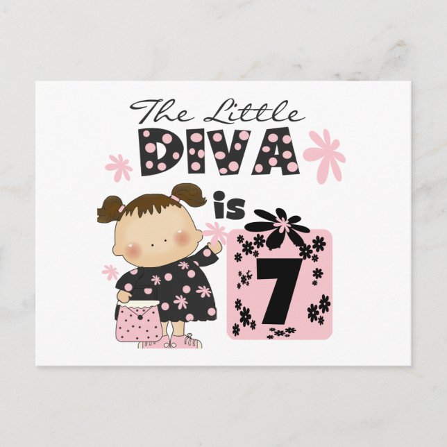 Little Diva 7th Birthday Tshirts and Gifts Postcard (Front)