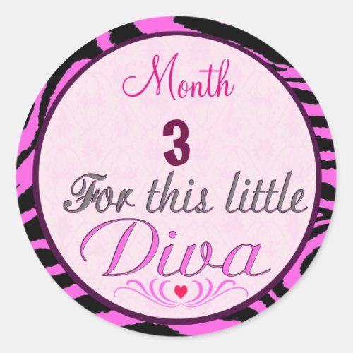 Little Diva Baby Girl Monthly Milestone Stickers
