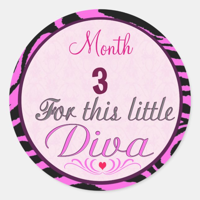 Little Diva Baby Girl Monthly Milestone Stickers (Front)