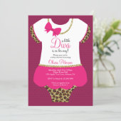 Little Diva Baby Shower Invite, Cheetah, Faux Gold Invitation (Standing Front)