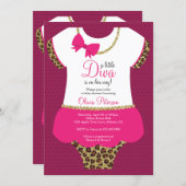 Little Diva Baby Shower Invite, Cheetah, Faux Gold Invitation (Front/Back)