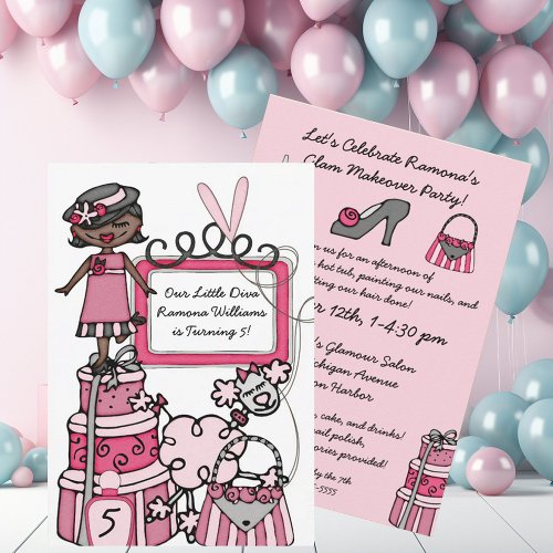 Little Diva Girls Makeover Spa Day Birthday Invite