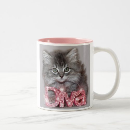 Little Diva Kitty _ Hold your tail high  Two_Tone Coffee Mug
