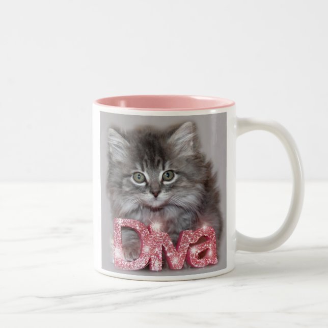 Little Diva Kitty - "Hold your tail high..."  Two-Tone Coffee Mug (Right)