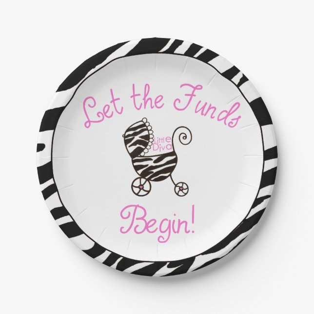 "Little Diva" Let the Funds Begin! Paper Plates (Front)