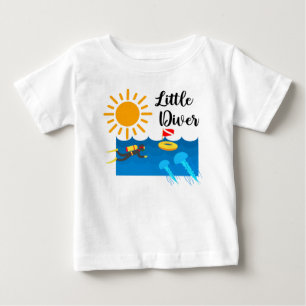 Little Diver with Jelly Fish - Baby Fine Jersey T- Baby T-Shirt