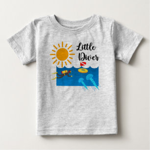 Little Diver with Jelly Fish - Baby Fine Jersey T- Baby T-Shirt