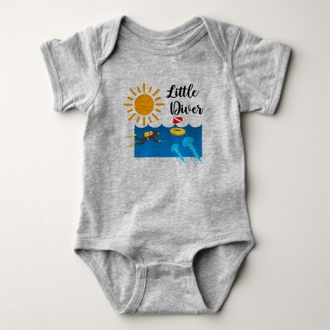 Little Diver with Jelly Fish - Baby Jersey Bodysui Baby Bodysuit (Front)