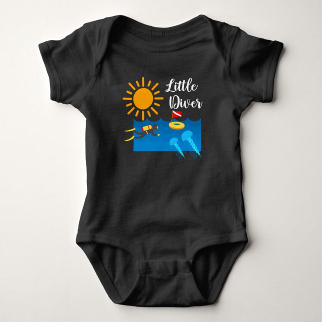 Little Diver with Jelly Fish - Baby Jersey Bodysui Baby Bodysuit (Front)