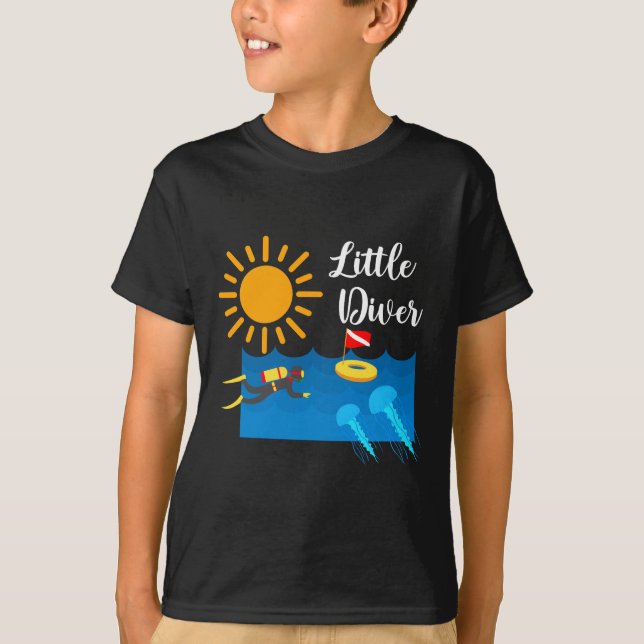 Little Diver with Jelly Fish - Kids' Basic T-Shirt (Front)