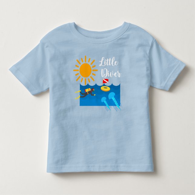 Little Diver with Jelly Fish - Toddler Fine Jersey Toddler T-shirt (Front)