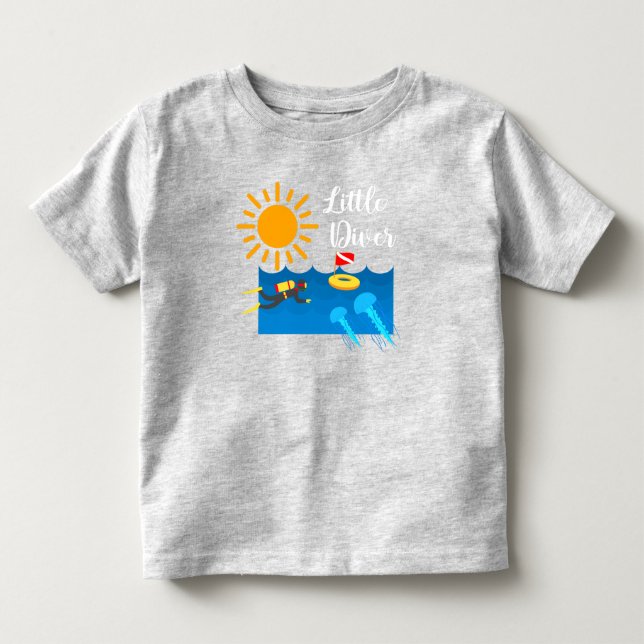 Little Diver with Jelly Fish - Toddler Fine Jersey Toddler T-shirt (Front)
