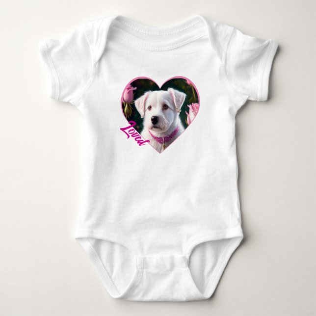 Little Dog And Rose Collection Baby Bodysuit (Front)