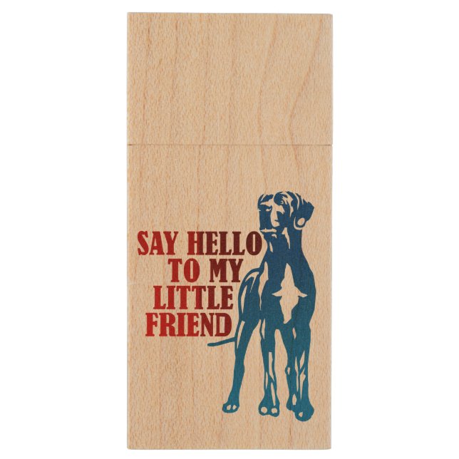 Little dog, big friend wood USB flash drive (Back (Vertical))