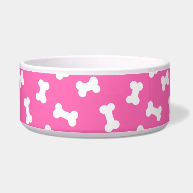 Little Dog Bones Hot Pink Pooch Bowl (Front)
