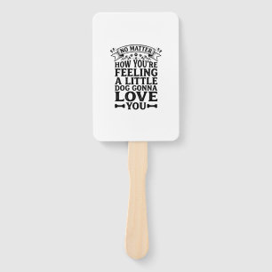 Little Dog Love You Vintage Typography Design_1 Hand Fan