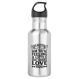Little Dog Love You Vintage Typography Design_1 Stainless Steel Water Bottle