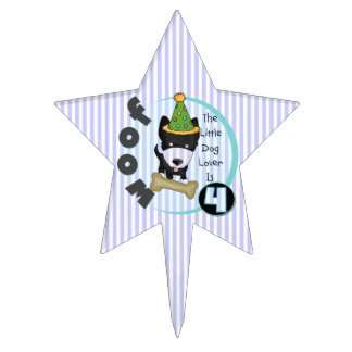 Little Dog Lover 4th Birthday T-shirts and Gifts Cake Topper