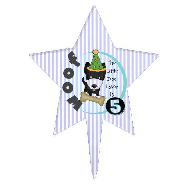 Little Dog Lover 5th Birthday T-shirts and Gifts Cake Topper (Front)