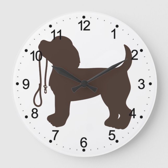 Little dog silhouette - Choose background color Large Clock (Front)