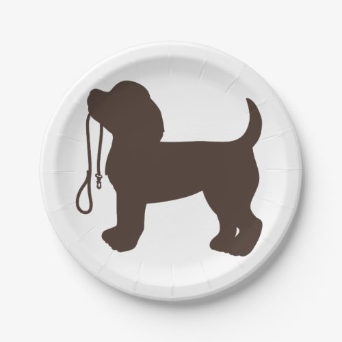 Little  dog  silhouette _ Choose background color Paper Plates