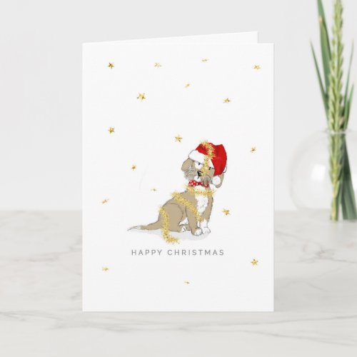 Little Dog Tinsel Tangle Christmas  Holiday Card