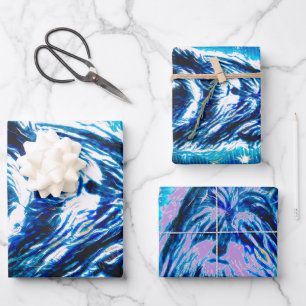 Little Doggy in blue Wrapping Paper Sheets
