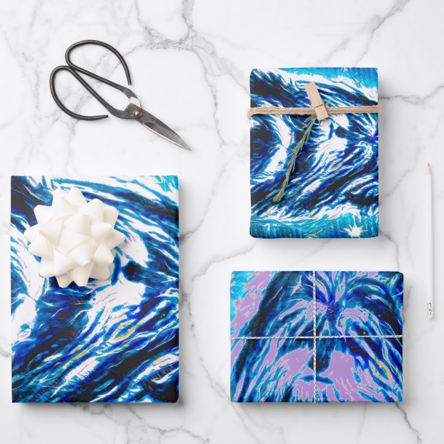 Little Doggy in blue Wrapping Paper Sheets (Front)