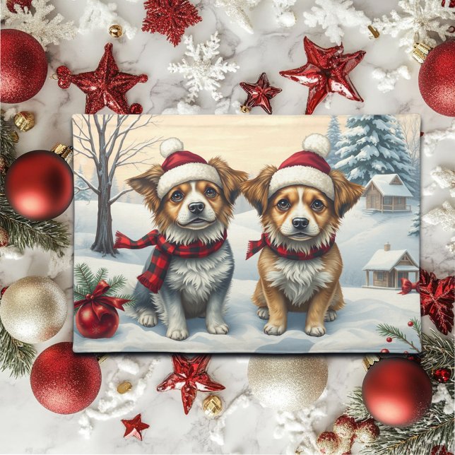 Little Dogs in Preppy Winter Attire and Hat Winter Cloth Placemat (Creator Uploaded)