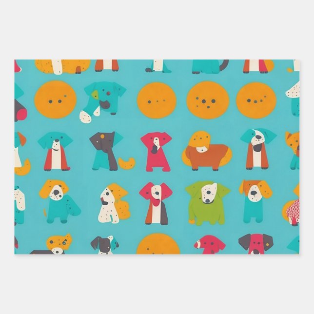 Little Dogs  Wrapping Paper Sheets (Front)