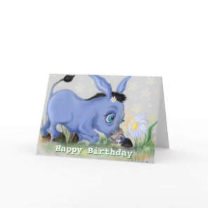 Little Donkey and Daisy Birthday Card