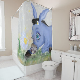 Little Donkey and Daisy - Cute Shower Curtain