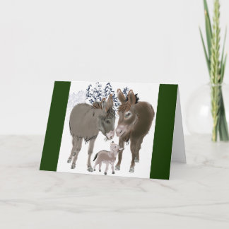 Little Donkey at Christmas Holiday Card